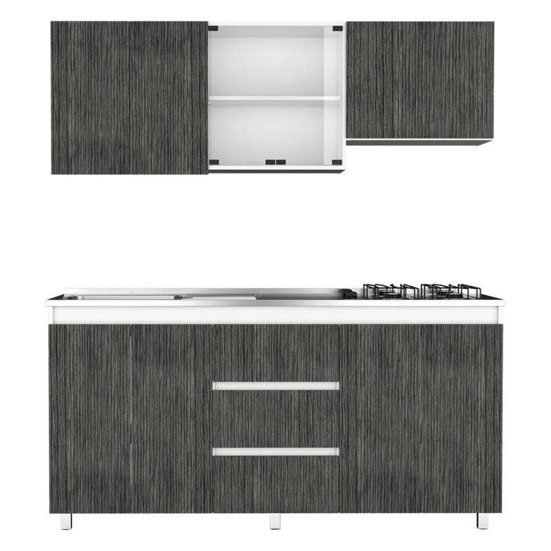 Cocina Integral Polux, Gris y Blanco, Incluye Mesón Izquierdo HC