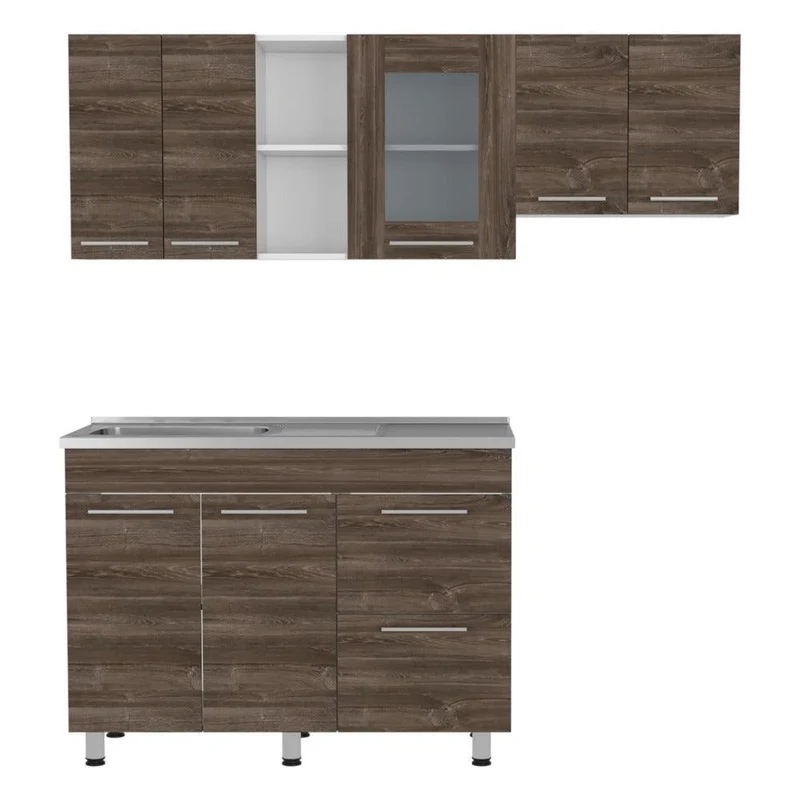 Cocina Integral Kiret, Avellana y Blanco, Incluye Mesón Izquierdo HC