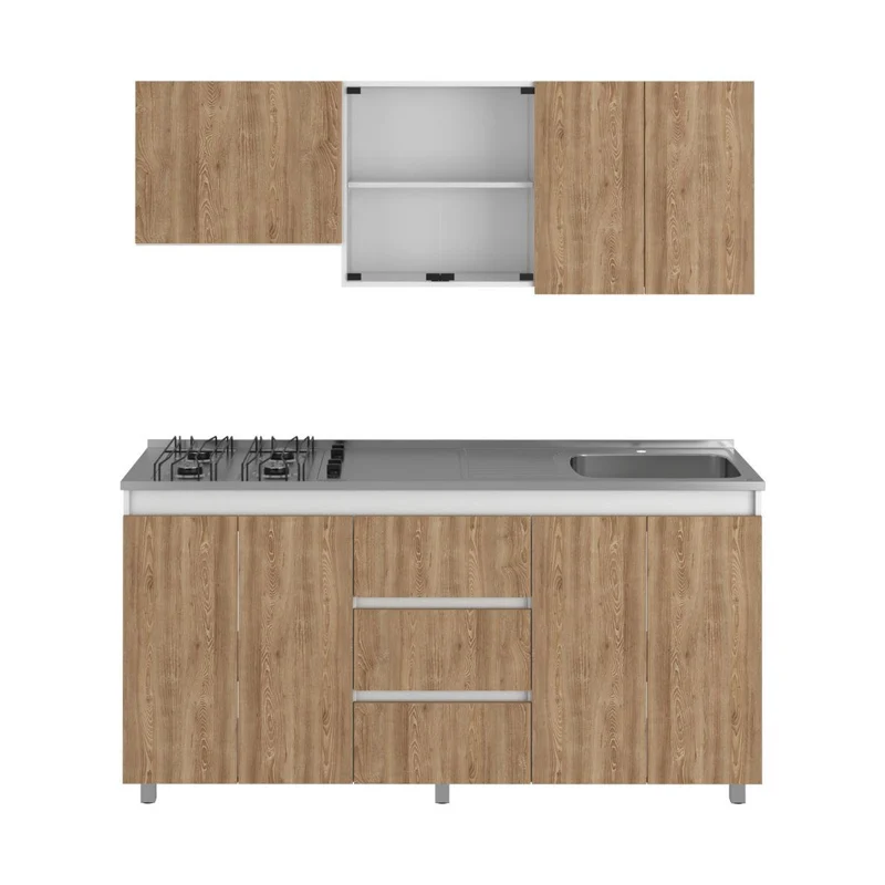 Cocina Integral Polux, Miel y Blanco, Incluye Mesón Derecho HC