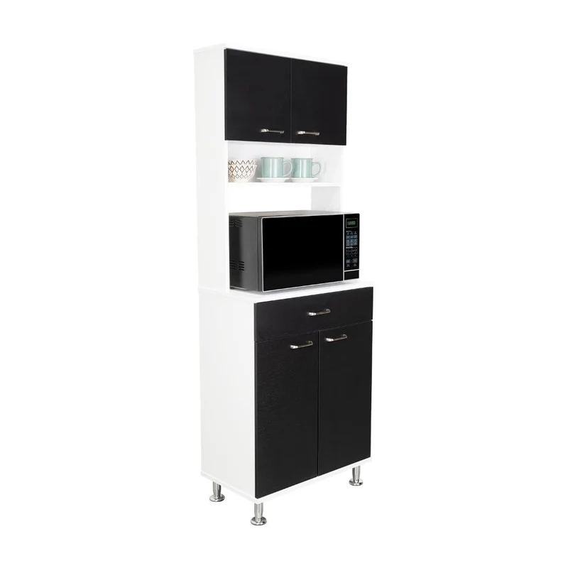 Alacena Huzy, Blanco y Wengue, con Amplia Capacidad de Almacenamiento