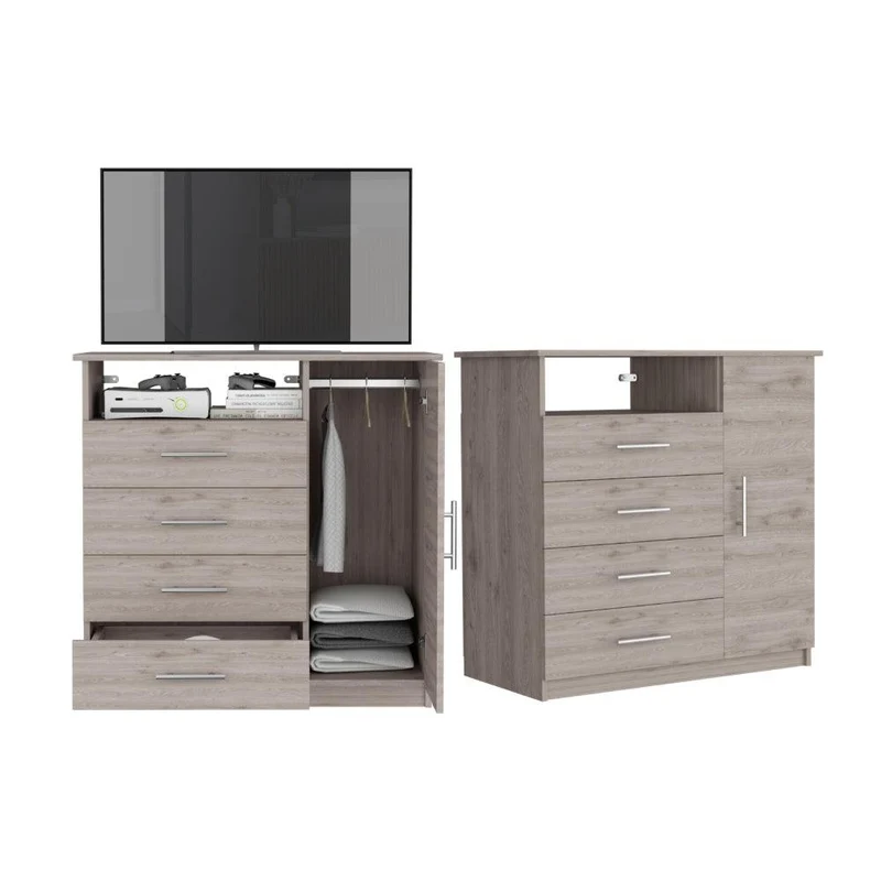 Set de 2 Organizadores Barlovento, Humo, con Cuatro Cajones y una Puerta