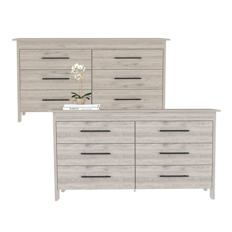 Set de 2 Organizadores Asteria, Humo y Blanco con Seis Cajones Deslizables