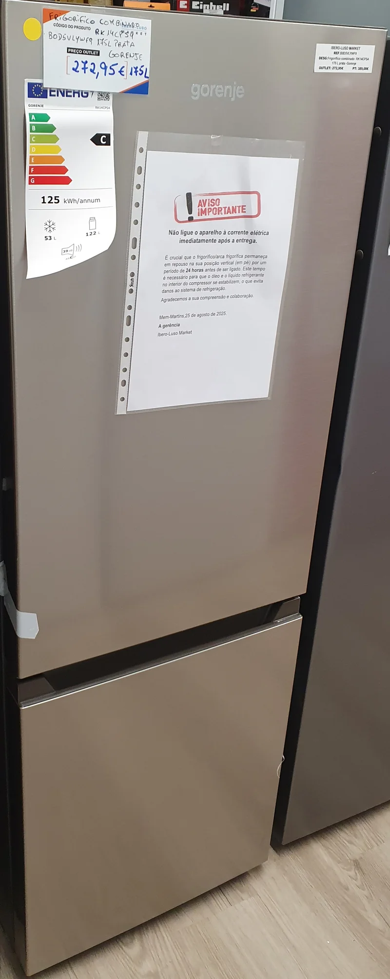Frigorifico Combinado RK14CPS4 175 L prata - Gorenje