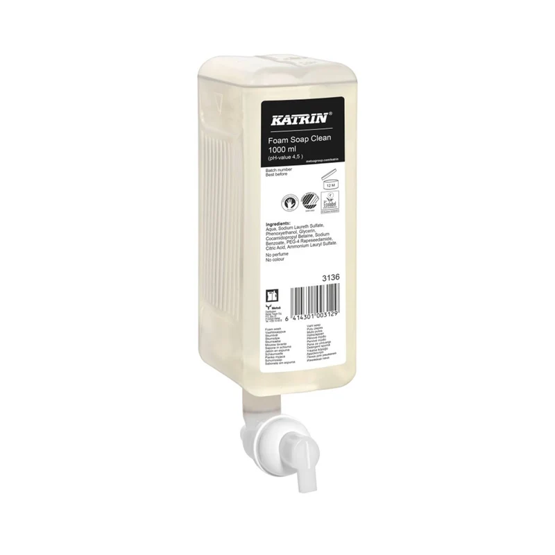 Mýdlo pěnové Katrin System Clean, náplň do zásobníku, 1 l, bez parfemace