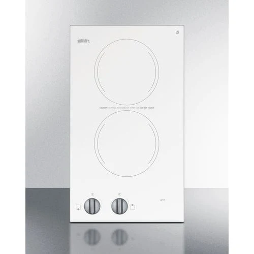 Summit CR2110WHE | 12" Wide 115V 2-Burner Radiant Cooktop