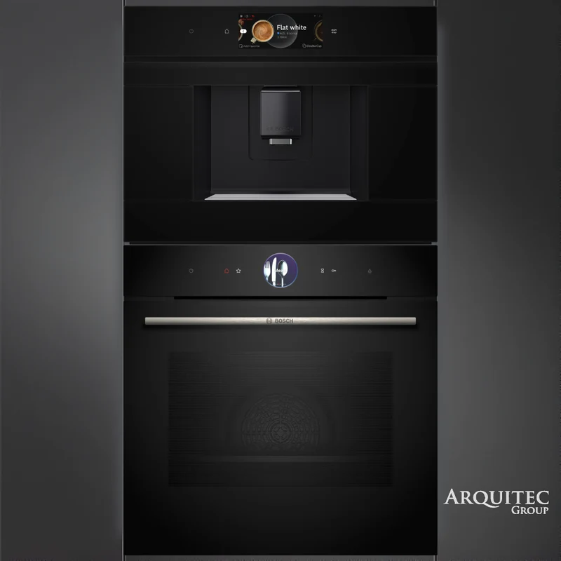 Torre de Hornos 60 cm Bosch | Serie 8 Black - Horno A Vapor HRG7361B1 + Cafetera CTL7181B0